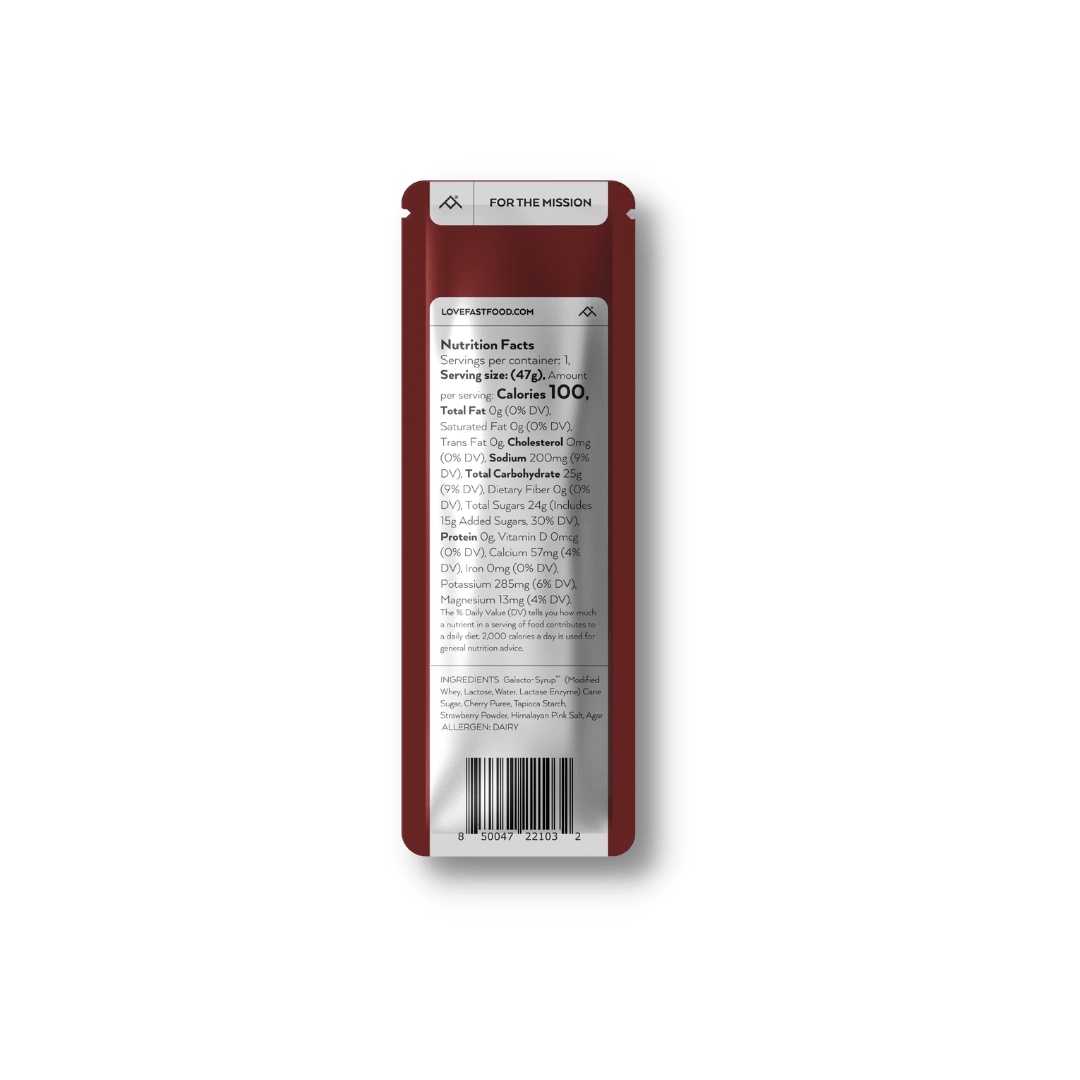 Galacto-Gel™️ - Fastfood small pouch strawberry and cherry nutrition label