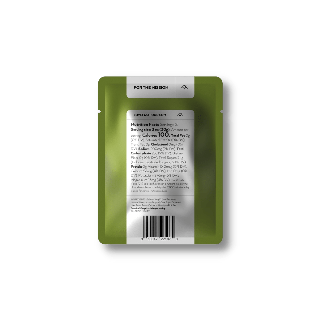 Galacto-Gummies™️ - Fastfood citrus and guarana flavor nutrition label