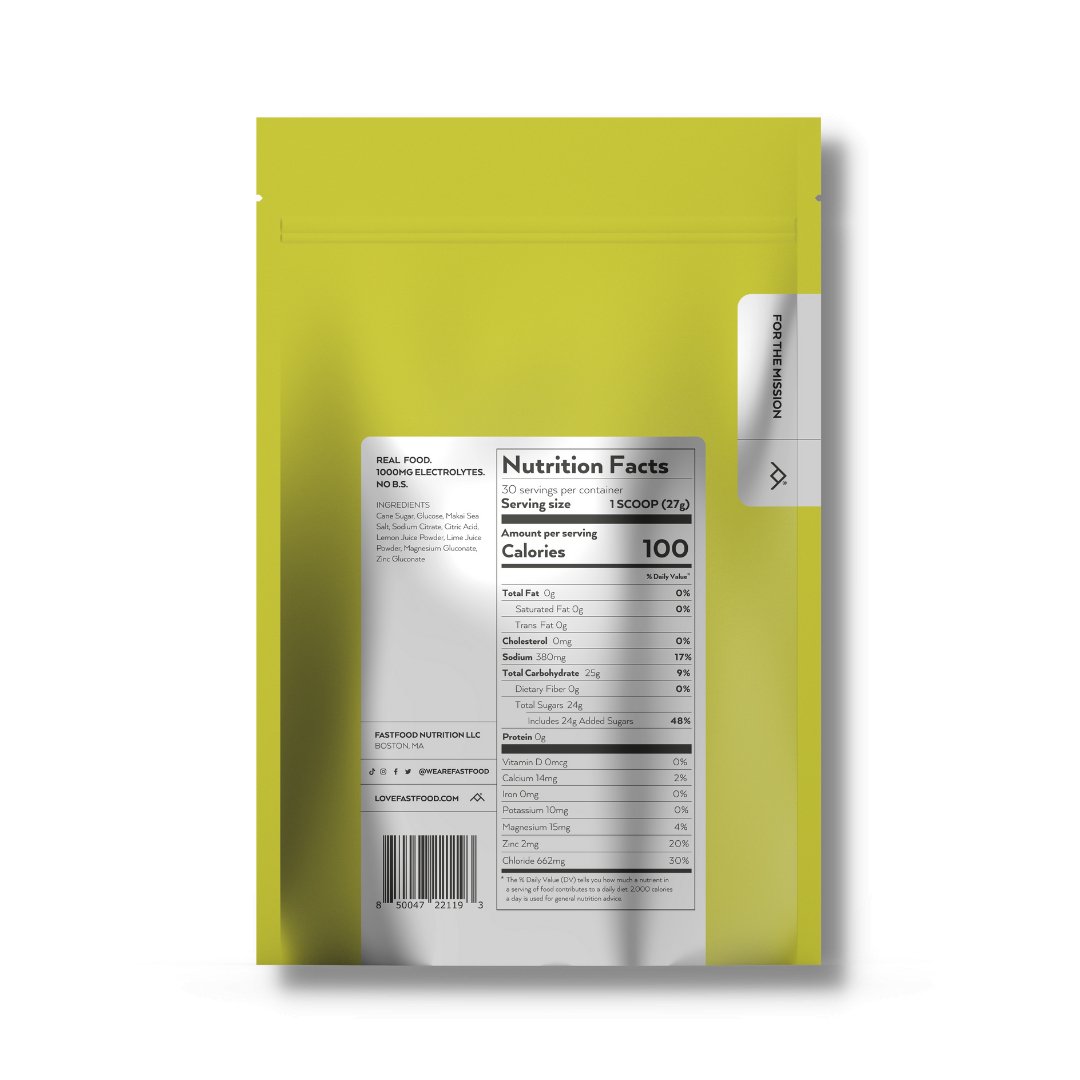 Hydrator - Fastfood- lemon lime flavor nutrition label